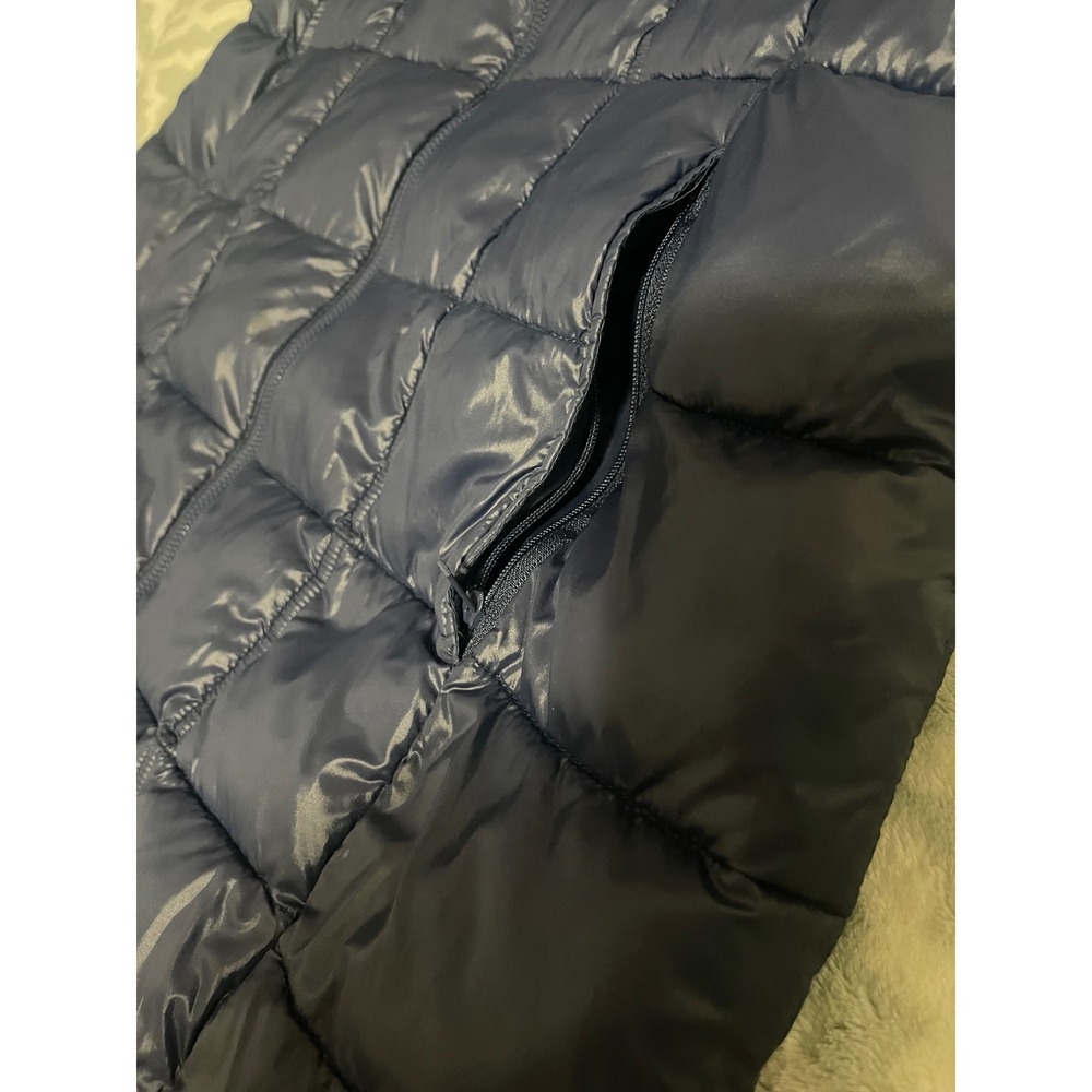 Aventure Womens Navy Blue Hooded Quilted Puffer Jacket Full Zip Longline Large - Picture 5 of 7